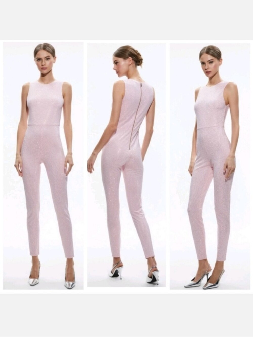 Alice + Olivia Light Pink Embellished Sleeveless Jumpsuit Size 8 NWT - Picture 5 of 16